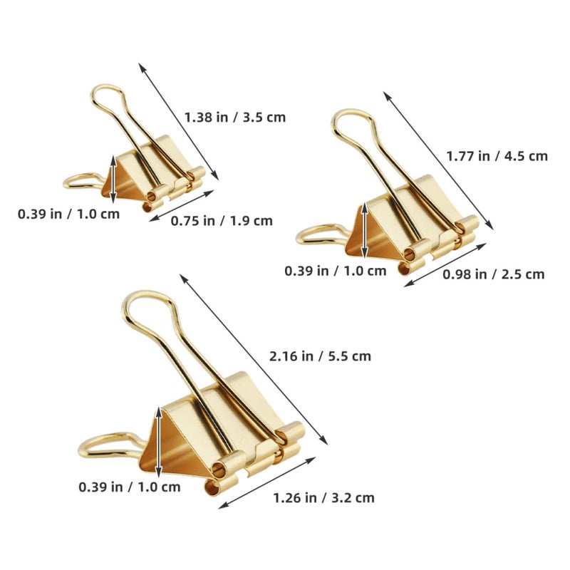 Gold Binder Clips 42pcs Mixed Sizes 19 25 32mm For Office School Document File Organization - Image 3