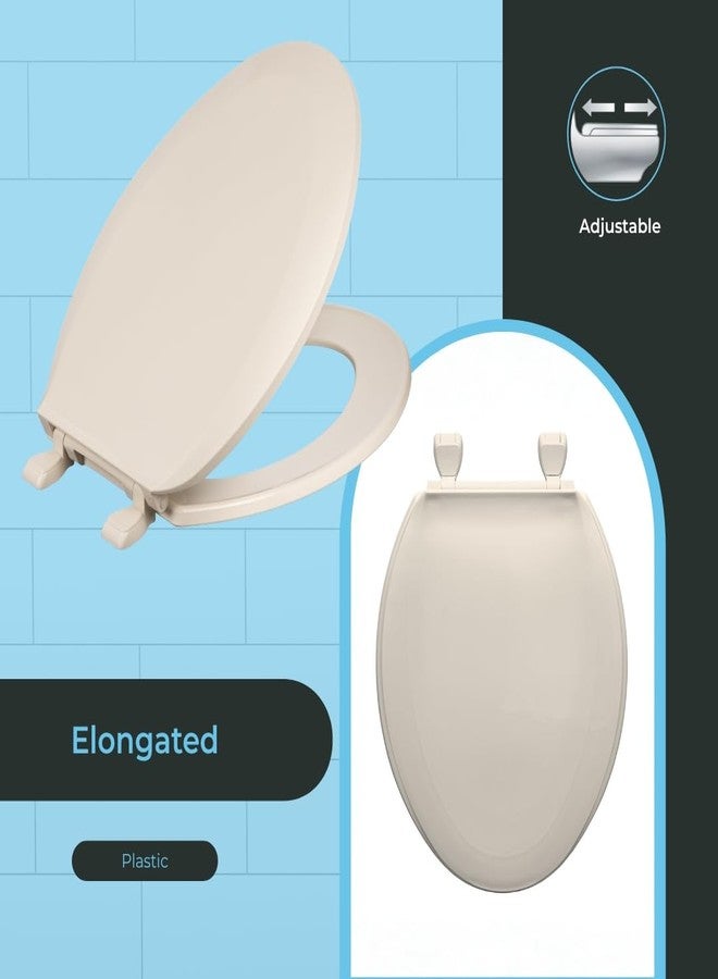 Centoco Elongated Toilet Seat, Standard Economy Model, Closed Front with Cover, Plastic, Made in the USA, DSAMAZ16-106, Bone - Image 2