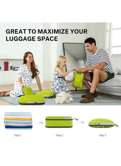 Gonex Compression Packing Cubes 4 Pieces Expandable Storage Travel Luggage Bags Organizers Green 4 Pieces Green Xl L M S  - Image 2