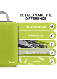 Gonex Compression Packing Cubes 4 Pieces Expandable Storage Travel Luggage Bags Organizers Green 4 Pieces Green Xl L M S  - Image 3