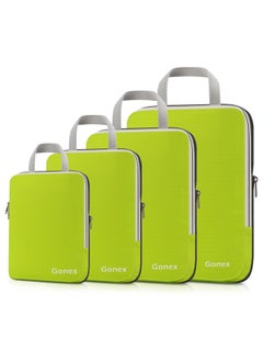 Gonex Compression Packing Cubes 4 Pieces Expandable Storage Travel Luggage Bags Organizers Green 4 Pieces Green Xl L M S  - Image 1