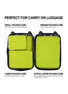 Gonex Compression Packing Cubes 4 Pieces Expandable Storage Travel Luggage Bags Organizers Green 4 Pieces Green Xl L M S  - Image 5