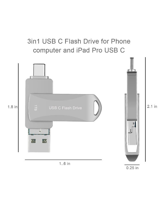 محركات فلاش USB 3.0 من نوع C سعة 2 تيرابايت (ترقية 128 جيجابايت) - Image 3