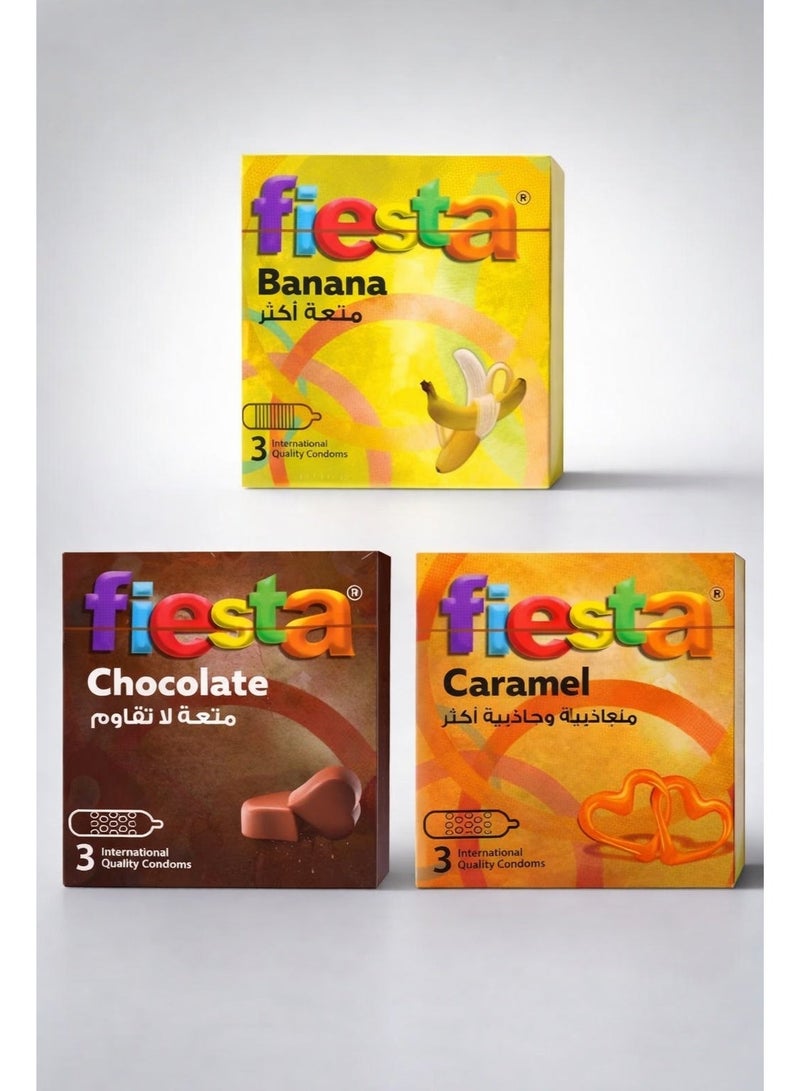 FIESTA Flavors Set Condoms - 3 Box - 3 Pieces - Image 1