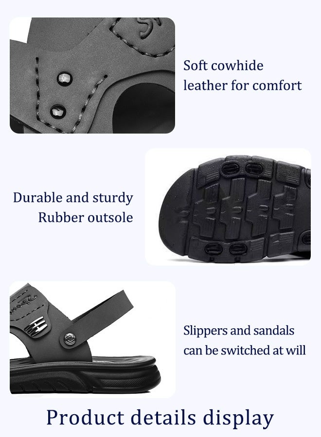 Men's cowhide leather sandal with soft, breathable and anti-slip sole  - Image 3