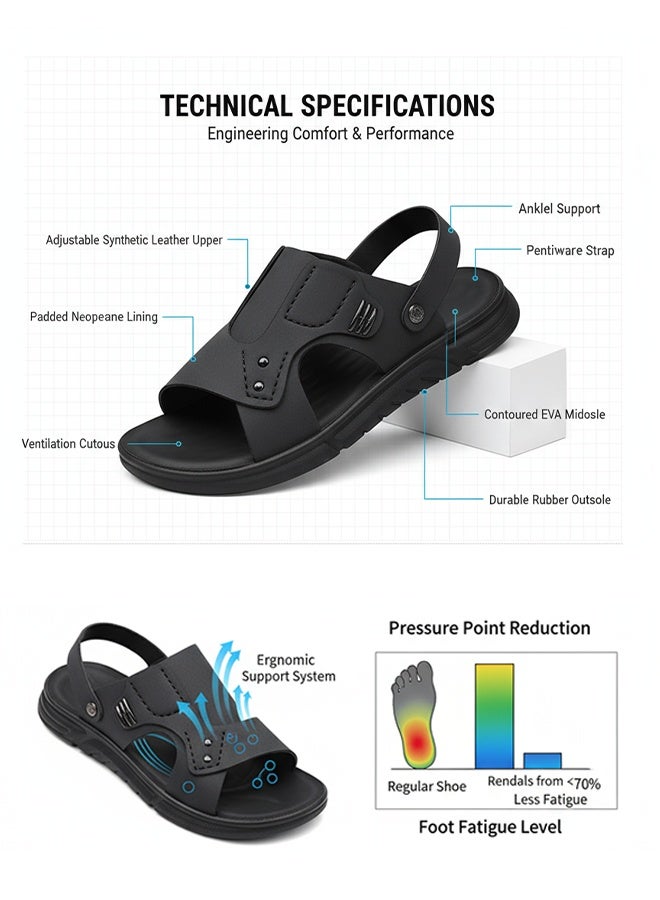 صندل رجالي من جلد البقر بنعل ناعم وجيد التهوية ومضاد للانزلاق - Image 2