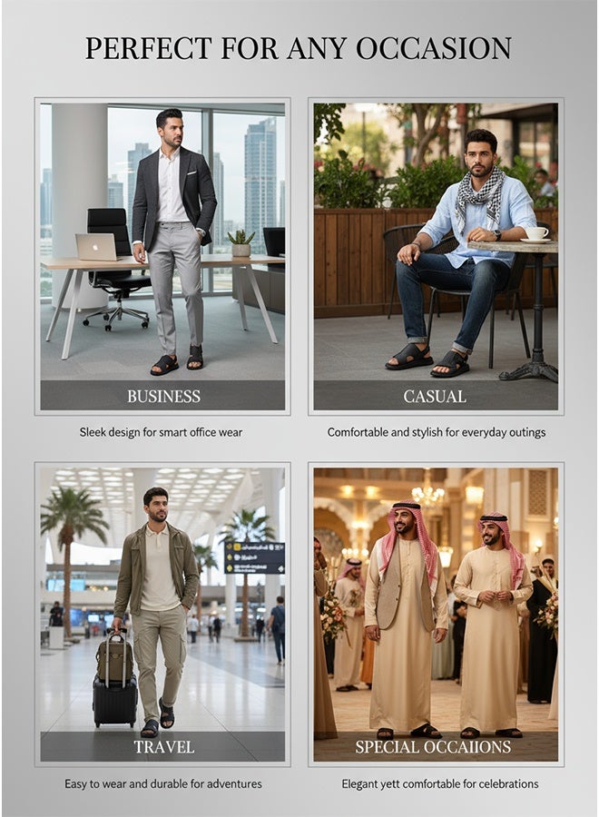 صندل رجالي من جلد البقر بنعل ناعم وجيد التهوية ومضاد للانزلاق - Image 5