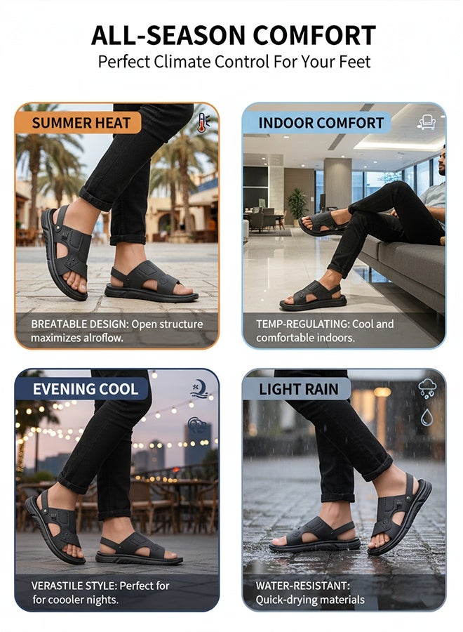 صندل رجالي من جلد البقر بنعل ناعم وجيد التهوية ومضاد للانزلاق - Image 4