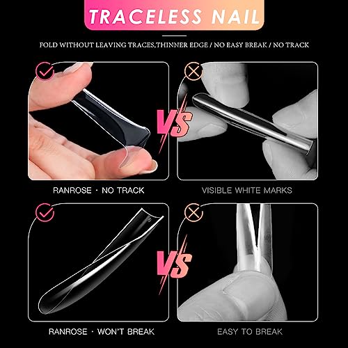 Ranrose Extra Long Nail Tips, 240PCS XXXL Long Square Acrylic Nails Full Cover Clear Long Straight Tapered Square Nail Tips 12 Sizes Pre-shaped Fake Nails for DIY Press On Nail Extensions for Women - Image 5
