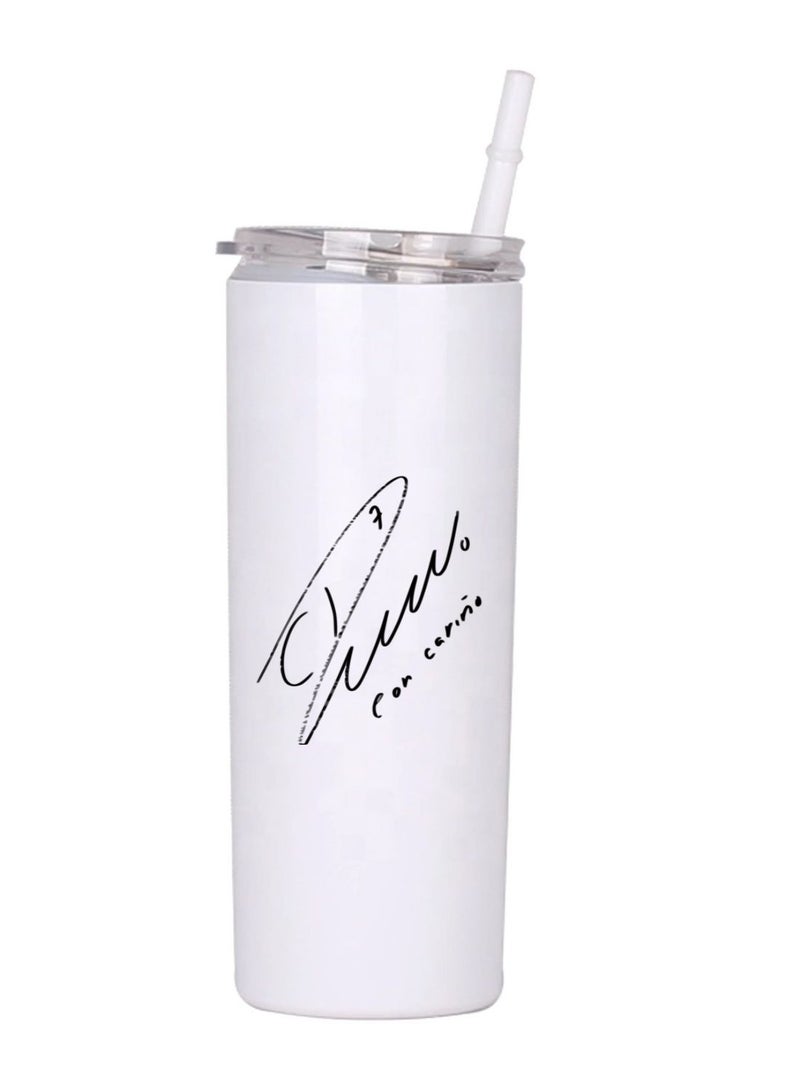 إم إي سي كوب بتصميم لاعب كرة القدم كريستيانو رونالدو CR7 مطبوع على كلا الجانبين كوب مياه للشرب مطبوع 17 أونصة باللون الأبيض - Image 1