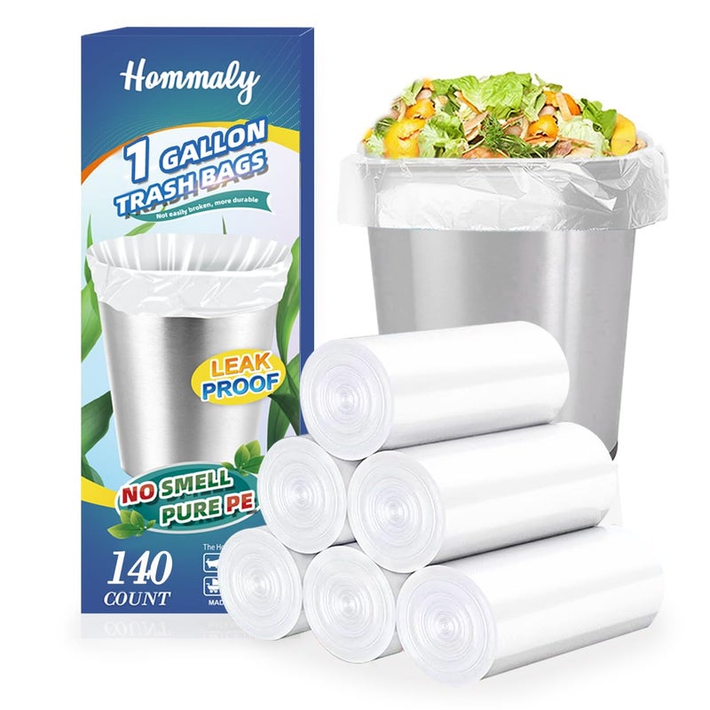 1 Gallon 140 pcs 081 Gal Small Clear Trash Bags Strong 08 Gallon 1 Gallon 12 Gallon Garbage Bags Bathroom Trash Can Bin LinersMini Bags Waste Basket LinerFit 345 Liter 0812 Gal1C140