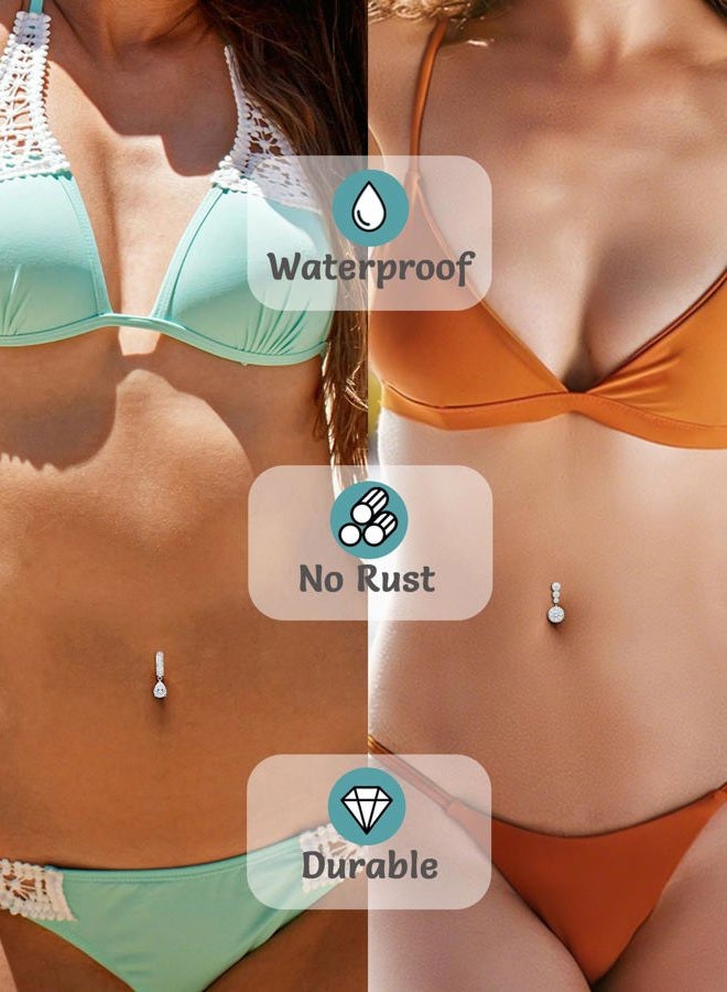 PLOMFOV Belly Button Ring Surgical Steel Belly Rings for Women 14G Belly Button Piercing CZ Pearl Cute Navel Ring Belly Piercing Jewelry, Stainless Steel, cubic zirconia - Image 5