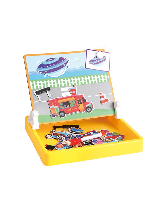 Early Education STEM DIY Graffiti Magnetic Puzzle Game Magnetic Puzzle-Color:Barbie Suit - Image 4