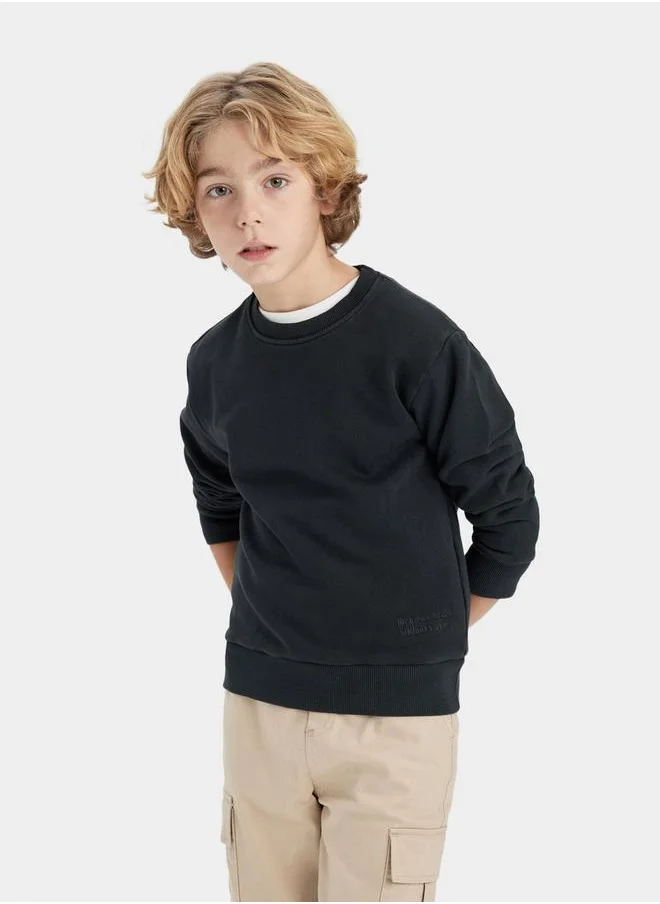 DeFacto Regular Fit Solid Crew Neck Sweatshirt by Styli