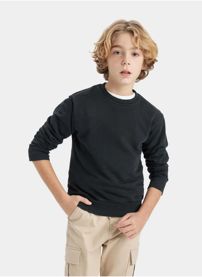 DeFacto Regular Fit Solid Crew Neck Sweatshirt by Styli