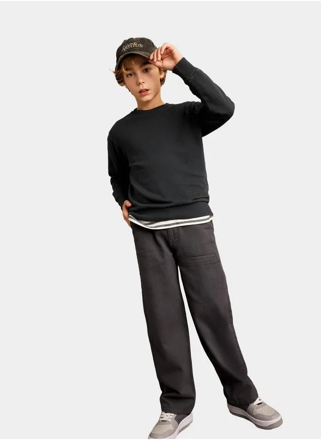 DeFacto Regular Fit Solid Crew Neck Sweatshirt by Styli