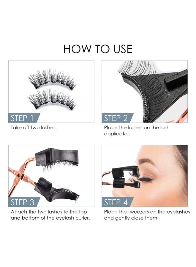 الكنز 8 أزواج رموش مغناطيسية مزدوجة بدون الحاجة إلى كحل أو غراء، رموش صناعية قابلة لإعادة الاستخدام، رموش صناعية ذات مظهر   طبيعي ثلاثي الأبعاد مقاوم للماء مع أداة وضع، سهلة الارتداء(أسود) - Image 4