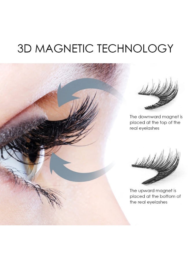 الكنز 8 أزواج رموش مغناطيسية مزدوجة بدون الحاجة إلى كحل أو غراء، رموش صناعية قابلة لإعادة الاستخدام، رموش صناعية ذات مظهر   طبيعي ثلاثي الأبعاد مقاوم للماء مع أداة وضع، سهلة الارتداء(أسود) - Image 3