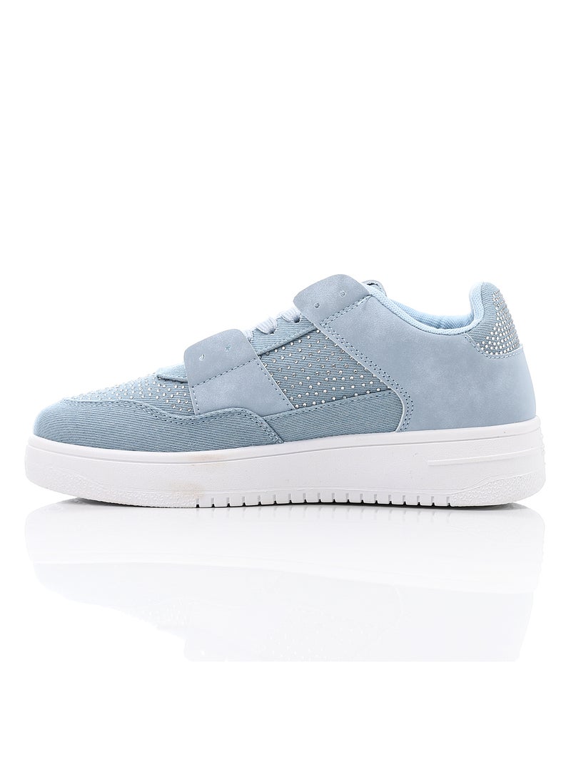 DejaVu - Strassy Denim Lace Up Sneakers - Image 1