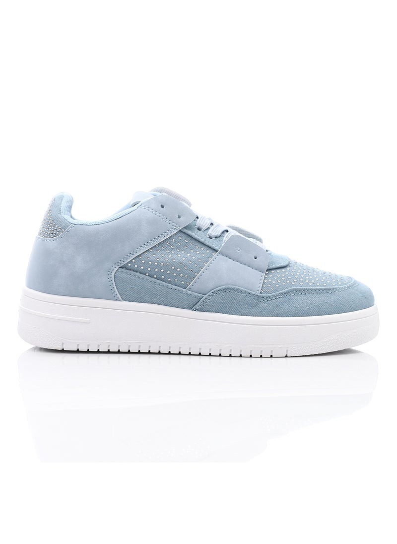 DejaVu - Strassy Denim Lace Up Sneakers - Image 1
