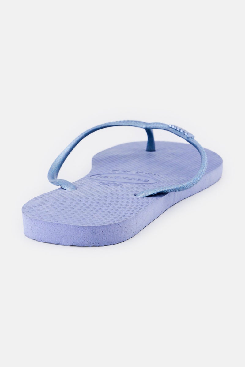 Havaianas Women Slip On Slim Logo Metallic Slippers, Slate Blue - Image 3