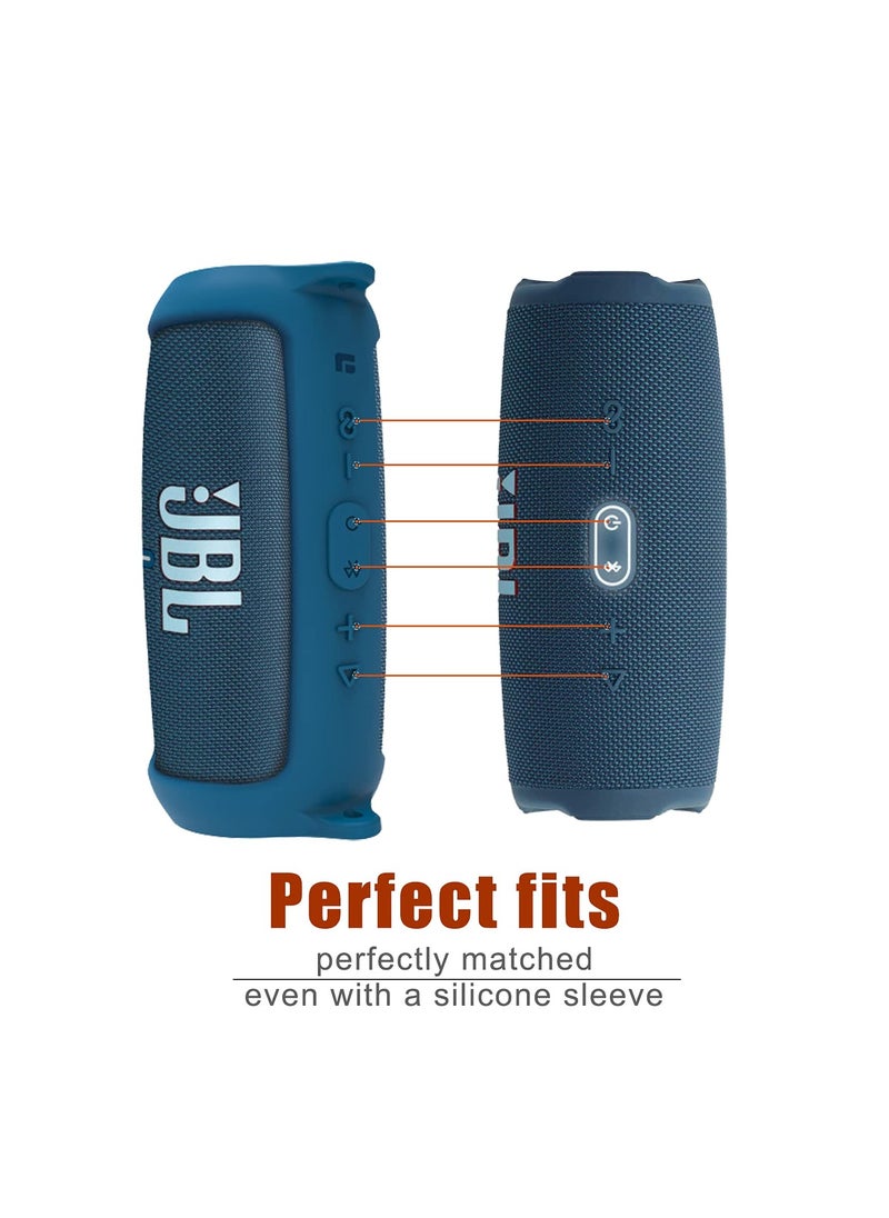 Generic Silicone Case Cover for JBL Charge 5 Speaker Travel Protective Carrying Gel Soft Skin Waterproof Rubber Pouch with Shoulder Strap(Blue)  - Image 3