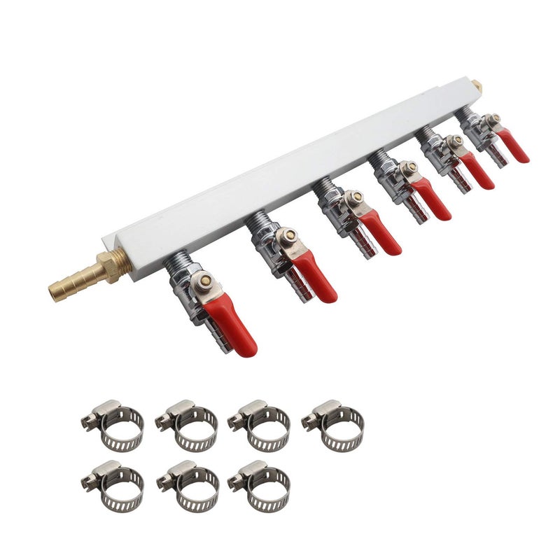 CRBrewBeer Gas Manifold, Beer Gas Distributor, Air Distributor CO2 Manifold - Splitter 5/16" Barb Fittings (6 way 5/16" Barb) - Image 1