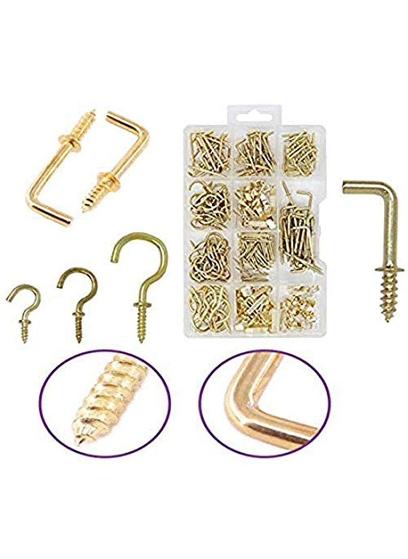 DIY Crafts DIY Crafts CTDIYHI44618 Kinds Metal Hooks Kit Including Screw Eyes Cup Hooks Square Ceiling Hooks SelfTapping Screws Hooks for  - Image 1