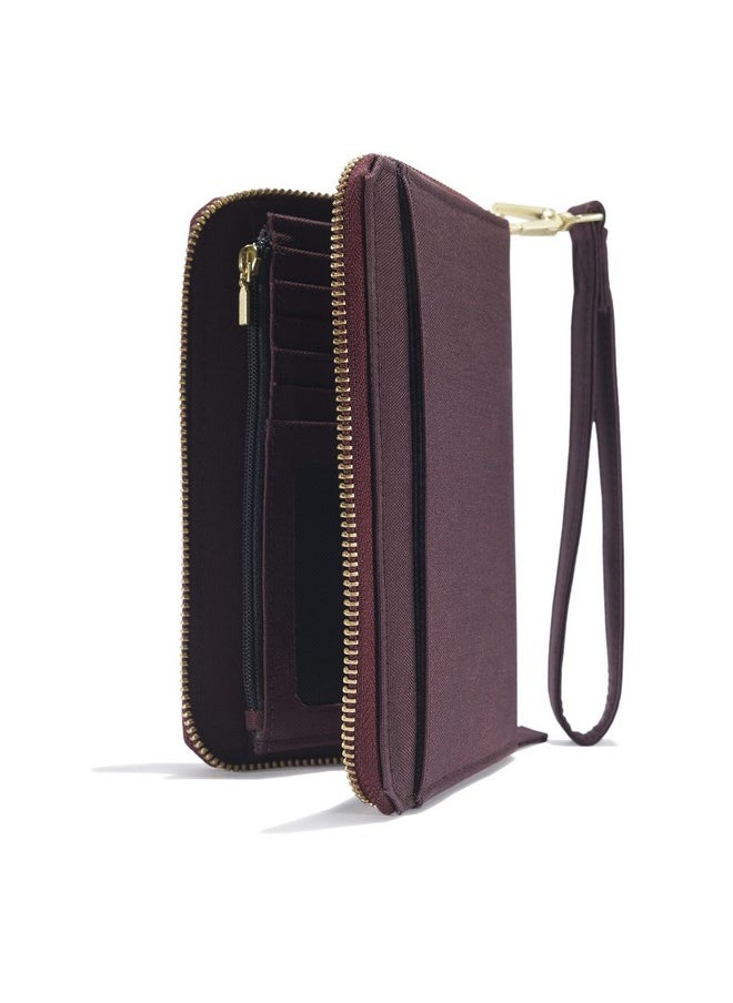 carhartt Casual Canvas Wallets For Women Nylon Duck Layflat Clutch (Deep Wine) One Size  - Image 5