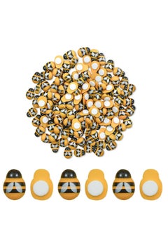 200 Pieces Tiny Bees Craft Decoration Wooden Bee for DIY Craft Scrapbooking Party Home Wreath Decor Flatback Bee Shaped Embellishments Self-Adhesive Bumble Bee Embellishment Mini Wooden Bees