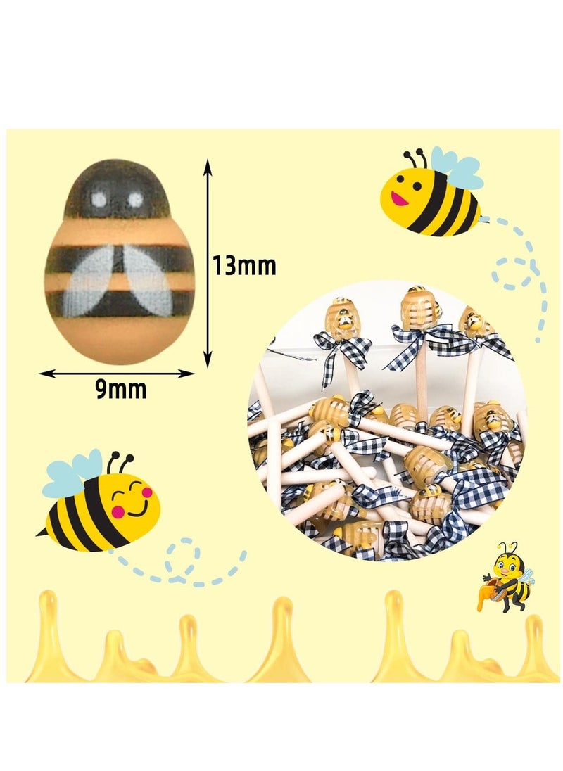 Generic - 200 Pieces Tiny Bees Craft Decoration Wooden Bee for DIY Craft Scrapbooking Party Home Wreath Decor Flatback Bee Shaped Embellishments Self-Adhesive Bumble Bee Embellishment Mini Wooden Bees - Image 1