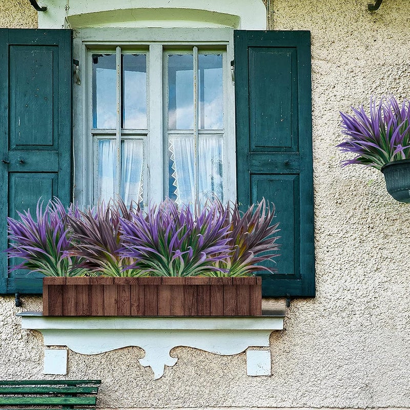 AUMVEYI 8 قطع نباتات صناعية خارجية مقاومة للأشعة فوق البنفسجية نباتات عشب طويل صناعية شجيرات زهور استوائية صناعية ديكور الخريف والشتاء والصيف أصص الفناء والباب الأمامي والرواق ديكور الخضرة والشجيرات البلاستيكية - Image 5