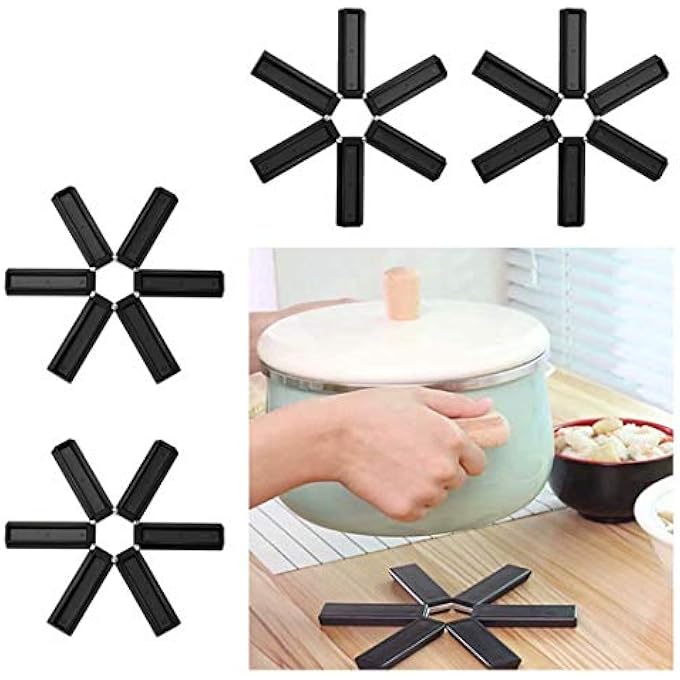 rayihni 4Pcs Foldable Silicone Trivet Folding Silicone Heat Insulation Pad Thick Tall Heat Insulated Pad Non Slip Trivets Hot Pot Stand Heat Protecting Placemats For Pots And Pans - Image 2