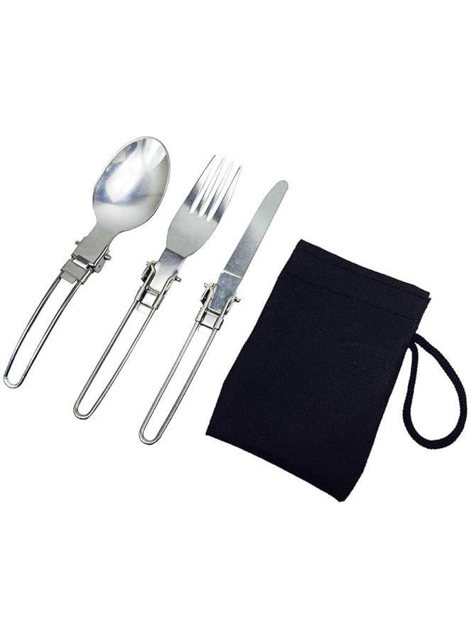erorex Portable Outdoor Camping Picnic Tableware Set Stainless Steel Folding Fork Spoon And Knife Camping Accessories - Image 1