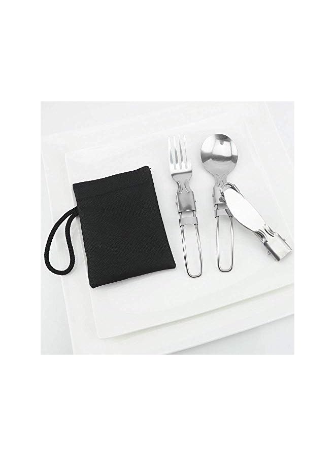 erorex Portable Outdoor Camping Picnic Tableware Set Stainless Steel Folding Fork Spoon And Knife Camping Accessories - Image 2