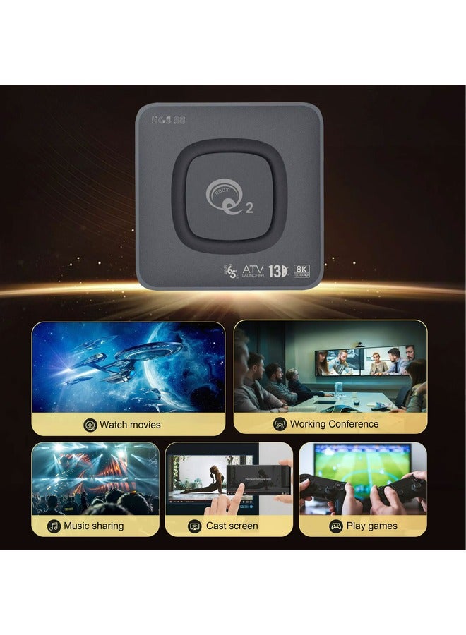 Beauenty Android Box Q3 ATV Android 14.0 OS 4K Ultra HD Smart TV Box All winner Media Player RAM DDR3 8GB ROM EMMC 128GB ATV Voice Remote, Black - Image 2