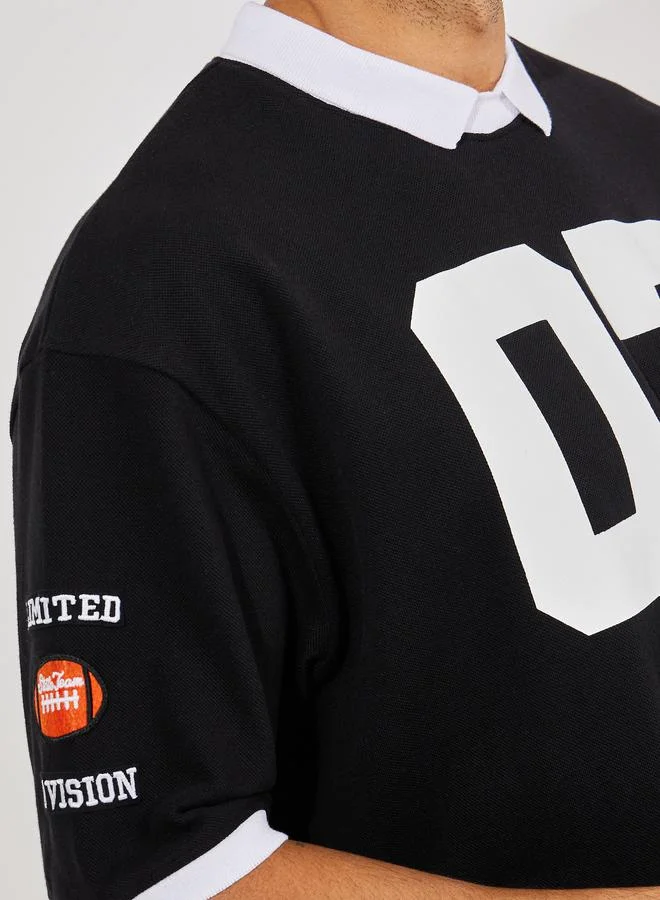 Styli Premium Heavy Pique Oversized Polo with Badge & Embroidery
