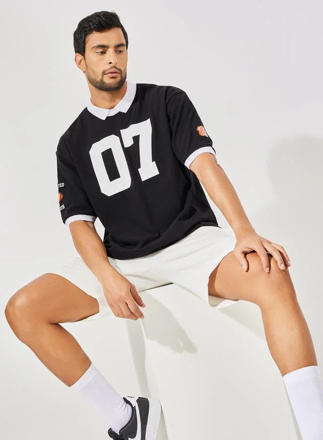 Styli Premium Heavy Pique Oversized Polo with Badge & Embroidery