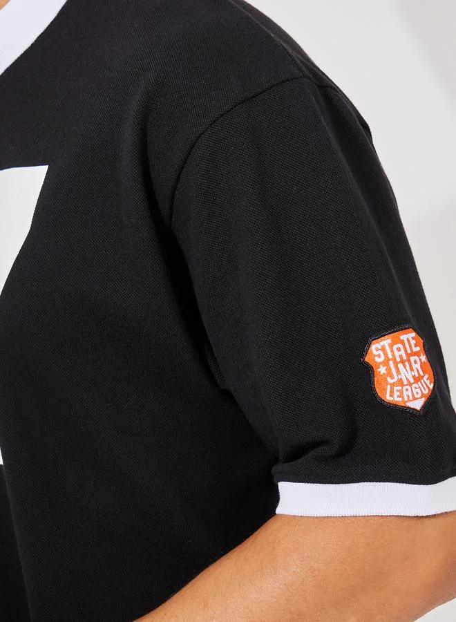 Styli Premium Heavy Pique Oversized Polo with Badge & Embroidery