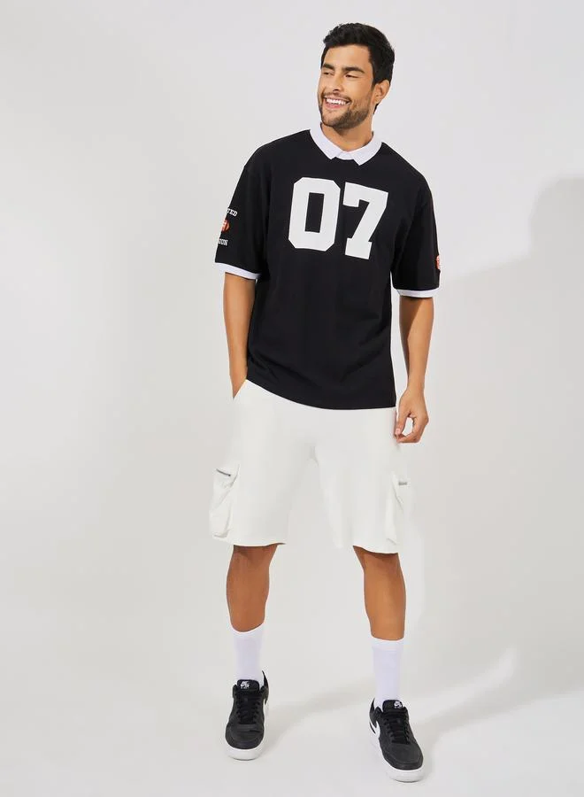 Styli Premium Heavy Pique Oversized Polo with Badge & Embroidery