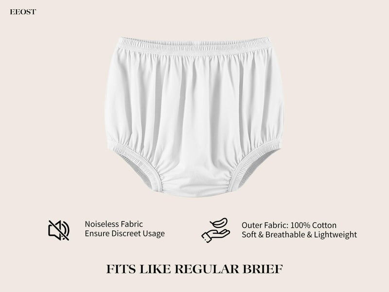 EEOST Adult Diaper Cover for Incontinence Noiseless Leak-Protection Underwear Plastic Pants Over Diapers Waterproof Rubber Pants (White, Large) - Image 2