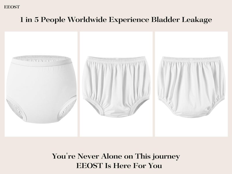 EEOST Adult Diaper Cover for Incontinence Noiseless Leak-Protection Underwear Plastic Pants Over Diapers Waterproof Rubber Pants (White, Large) - Image 5