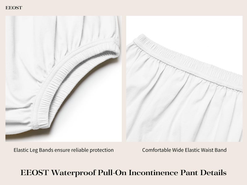 EEOST Adult Diaper Cover for Incontinence Noiseless Leak-Protection Underwear Plastic Pants Over Diapers Waterproof Rubber Pants (White, Large) - Image 4