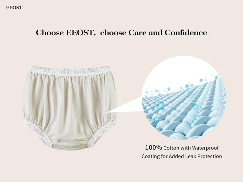 EEOST Adult Diaper Cover for Incontinence Noiseless Leak-Protection Underwear Plastic Pants Over Diapers Waterproof Rubber Pants (White, Large) - Image 3