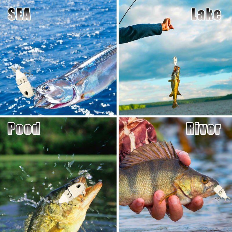 AJHMGJGO 2Pcs Mini Glide Bait for Bass Fishing,Slow Sinking Fishing Lure,Freshwater Saltwater Multi Jointed Swimbait Wobbler,for Amazing Fishing Gear Gifts for Family (White) - Image 4