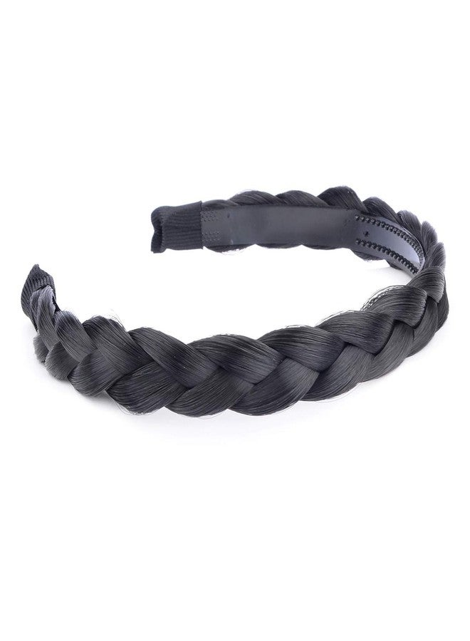 BAKEFY -2 Headband Twist Braided Headband Wig Headband Wide-Brimmed Hair Hoop Simple Ponytail Braid Hairpiece Hairband Hair Accessories(Black&Brown) - Image 5