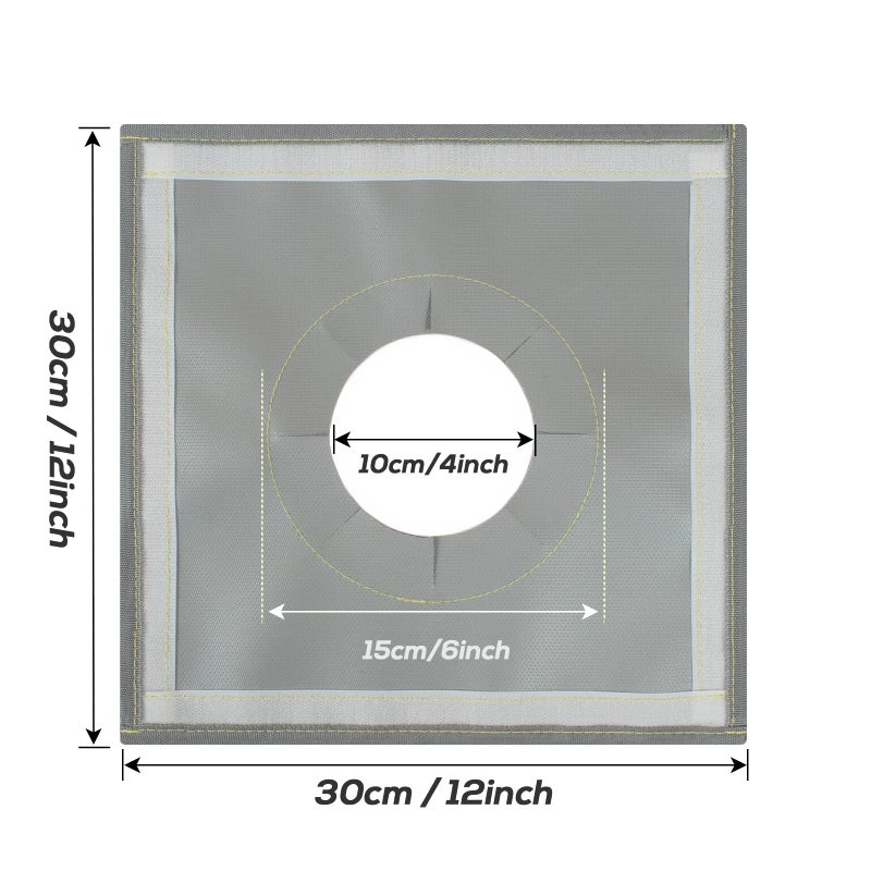 FLASLD Tent Stove Jack 12" Ã—12" with 4-6inch Expandable Hole, Grey Fireproof Hole Protector for Camping Tent Stove - Image 4