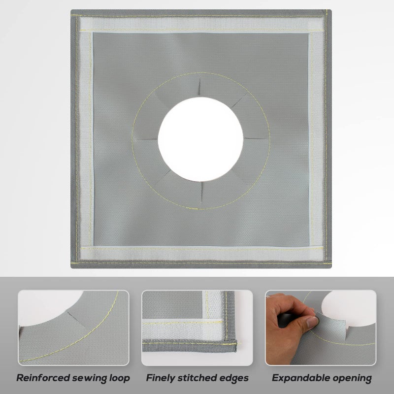 FLASLD Tent Stove Jack 12" Ã—12" with 4-6inch Expandable Hole, Grey Fireproof Hole Protector for Camping Tent Stove - Image 5