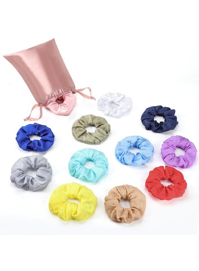 YL Mainland 12PCS LED Scrunchies for Women, Led Light Up Hair Scrunchy for Girls with Luxury Jewelry Bag, Colorful Elastic Kapok Yarn Hair Band Multi Light Modes, Glow in the Dark Accessories for Neon Rave Party  - Image 4