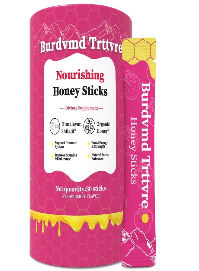 Burdvmd Trttvre Shilajit Honey Sticks - Shilejit for Women and Men, Strawberry Flavor - Natural Energy & Vitality Support, Hormonal Balance, Focus & Stamina, Non-GMO, 30 Sticks - Image 1
